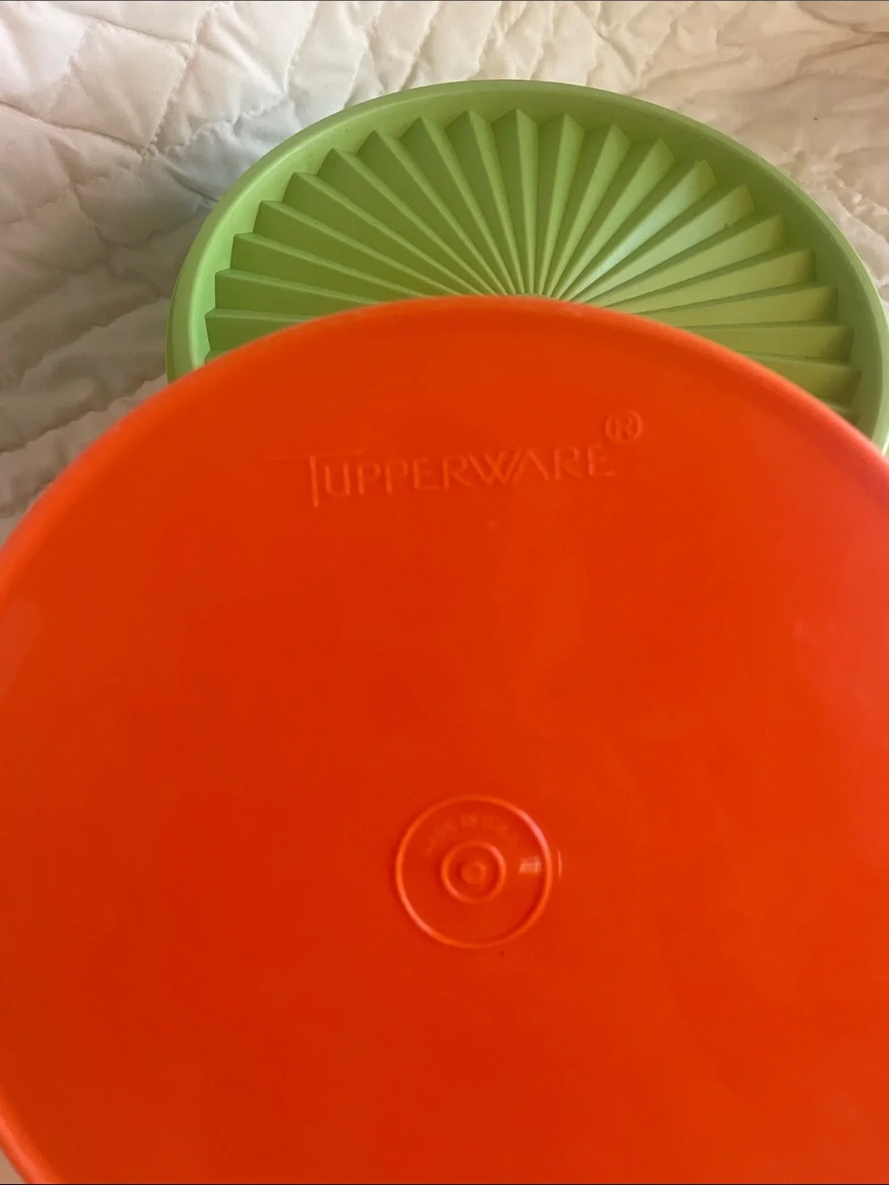 Tupperware Orange, Yellow & Green Round Storage Bowls with Lids